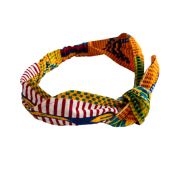 African Orange Kente Cloth Print Top Knot Headband I The Enchanted Magnolia