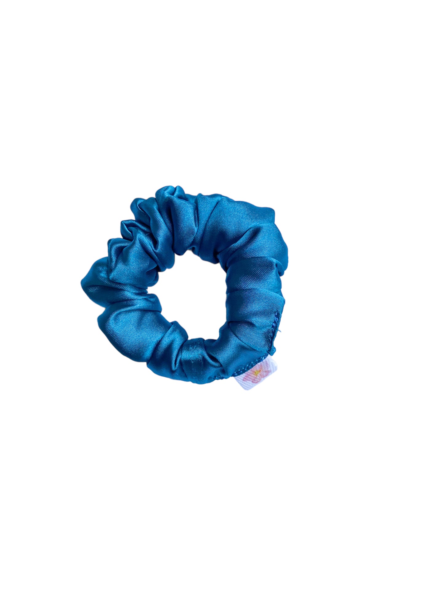 Toddler Peacock Blue Satin Toddler Scrunchie I The Enchanted Magnolia