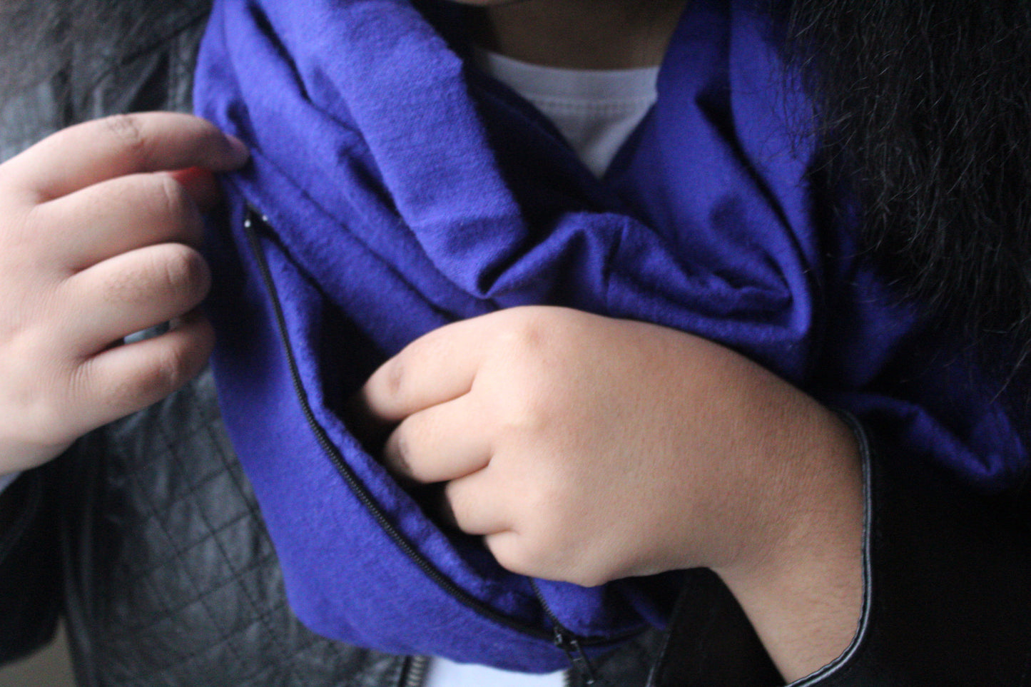 Royal Blue Zippered Pocket Infinity Scarf I The Enchanted Magnolia