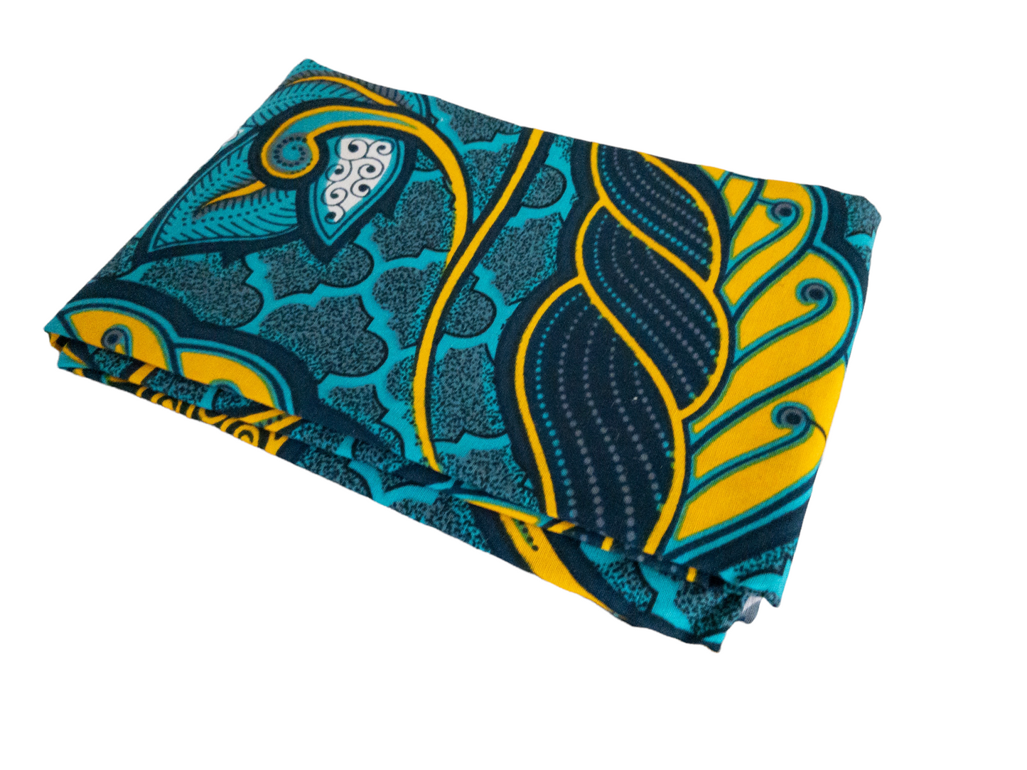 Teal Green, Yellow, and White Ankara Head Wrap I The Enchanted Magnolia