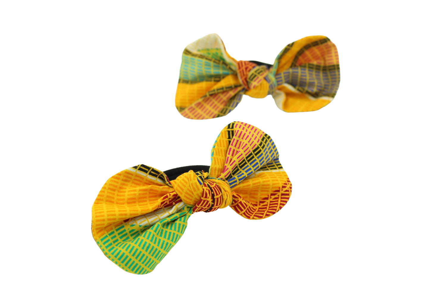 Ankara Orange Multi Color Top Knot Ponytail Hair Bows I The Enchanted Magnolia