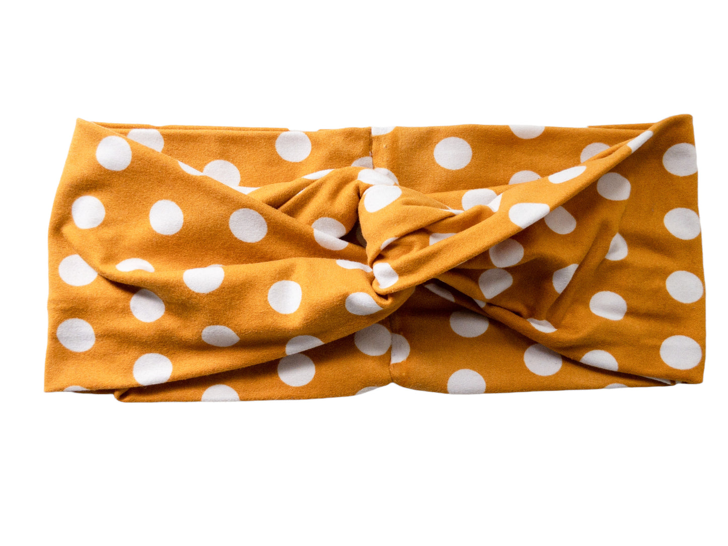 Mustard White Polka Dots Twist Knot Headband