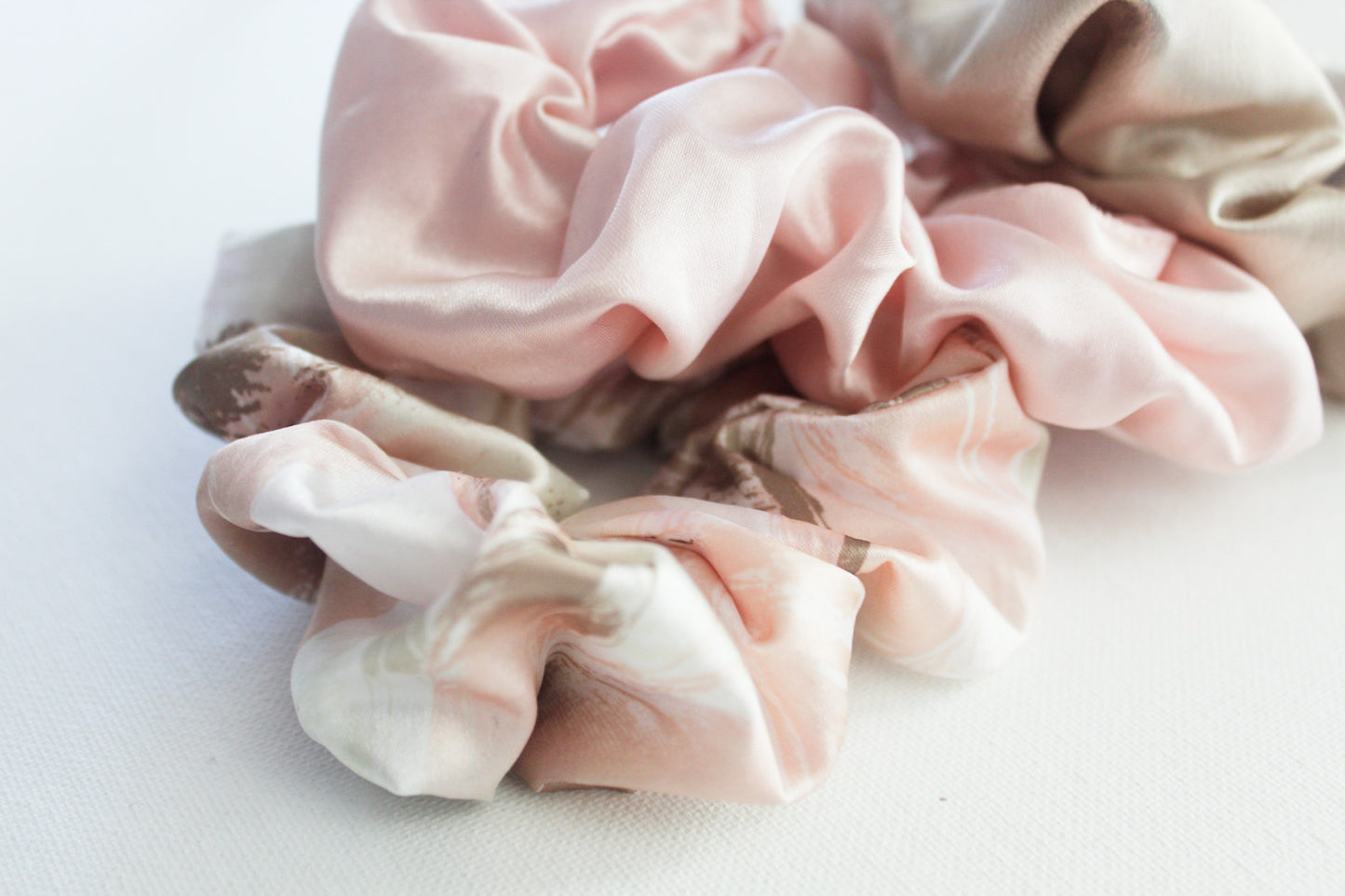 Satin Feather Printed Hair Scrunchie Set I The Enchanted Magnolia