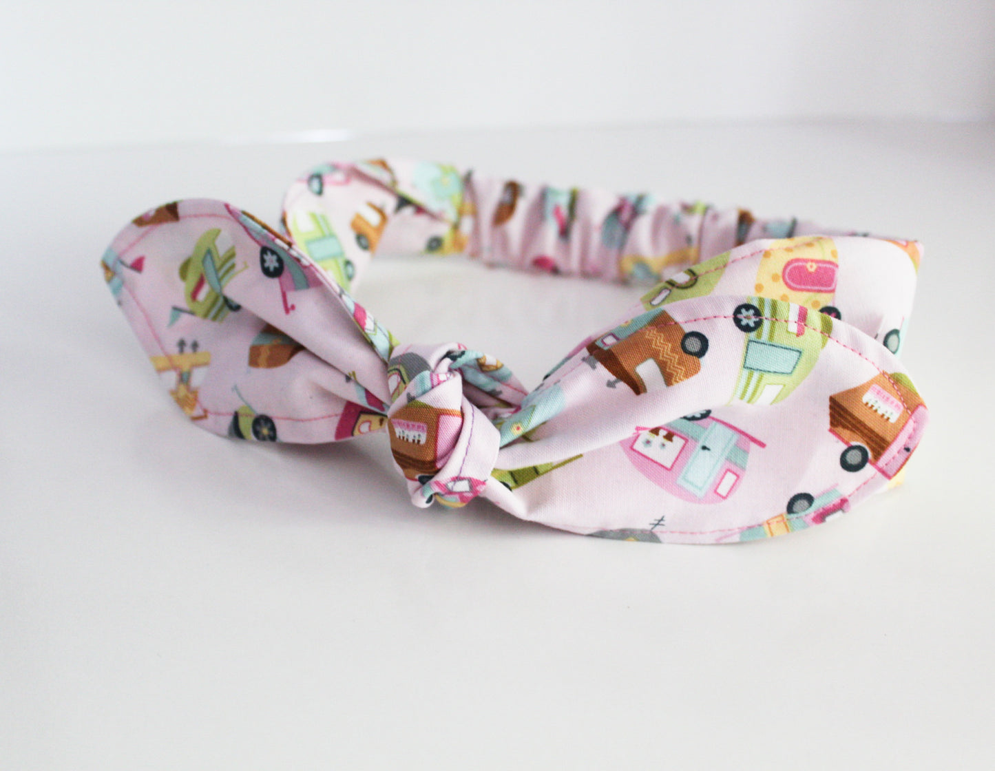 Girls Pink Camper Top Knot Headband I The Enchanted Magnolia