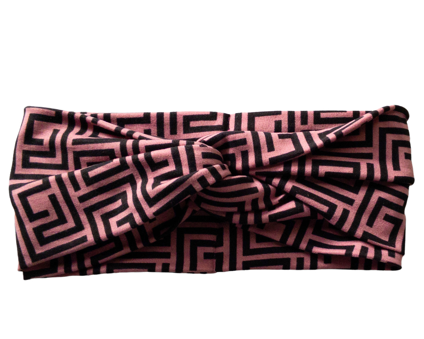 Pink and Black Geometrical Twist Knot Headband I The Enchanted Magnolia