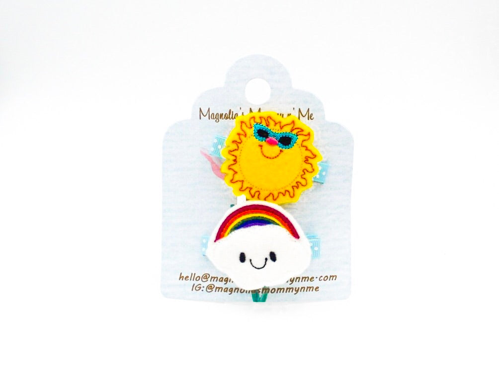 Happy Sunshine and Rainbow Barrette Set - The Enchanted Magnolia