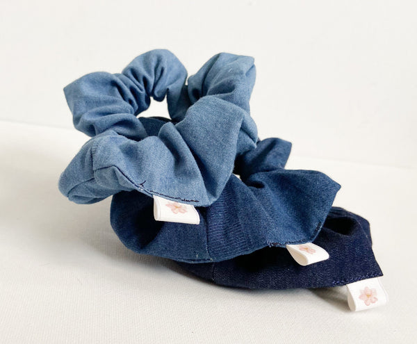 Kids Blue Denim Hair Scrunchie Bundle - X-Large I The Enchanted Magnolia