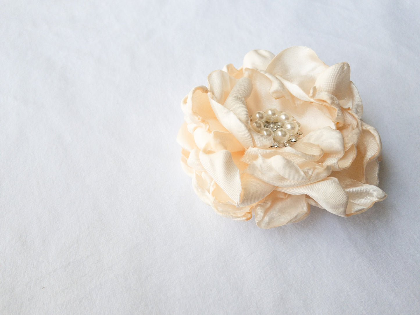 Women’s Ivory Singed Satin Flower I The Enchanted Magnolia