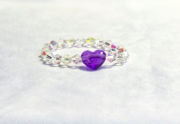 Purple Heart and Sparkling Beaded Elastic Bracelet Image 4