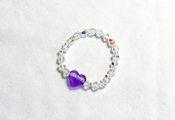Purple Heart and Sparkling Beaded Elastic Bracelet Image 2
