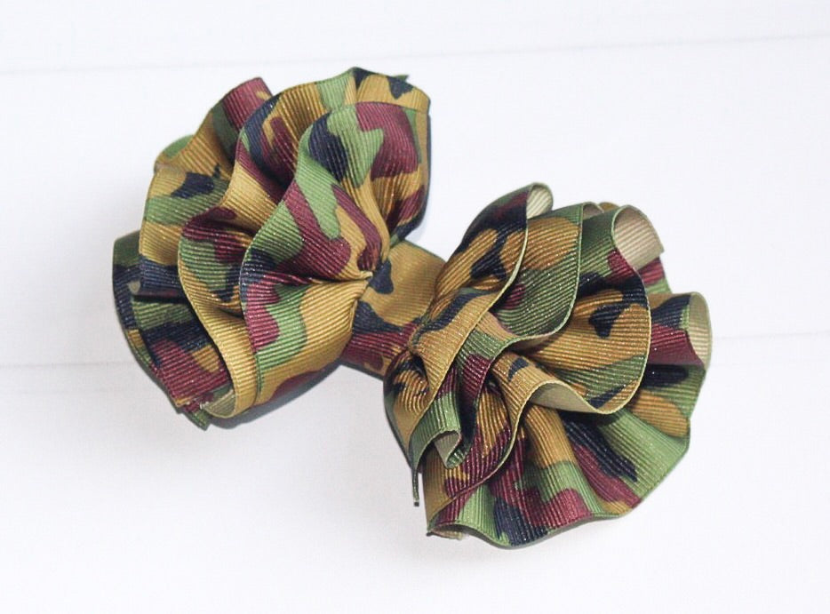 Camo Wavy Hair Bow - The Enchanted Magnolia