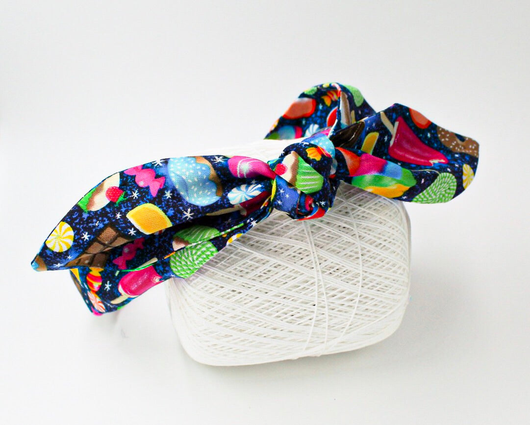 Sweet Treat Galaxy on Navy Top Knot Headband I The Enchanted Magnolia