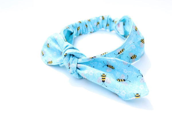 Light Blue Bumblebee Top Knot Headband Magnolia’s Mommy n’ Me 5