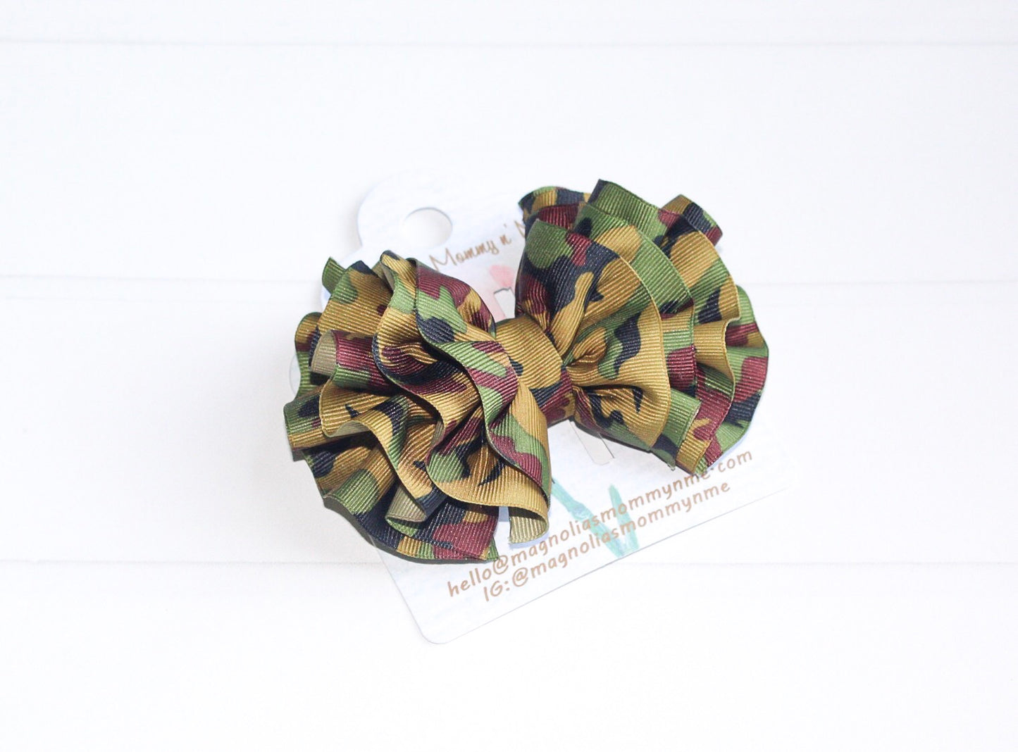 Camo Wavy Hair Bow I The Enchanted Magnolia
