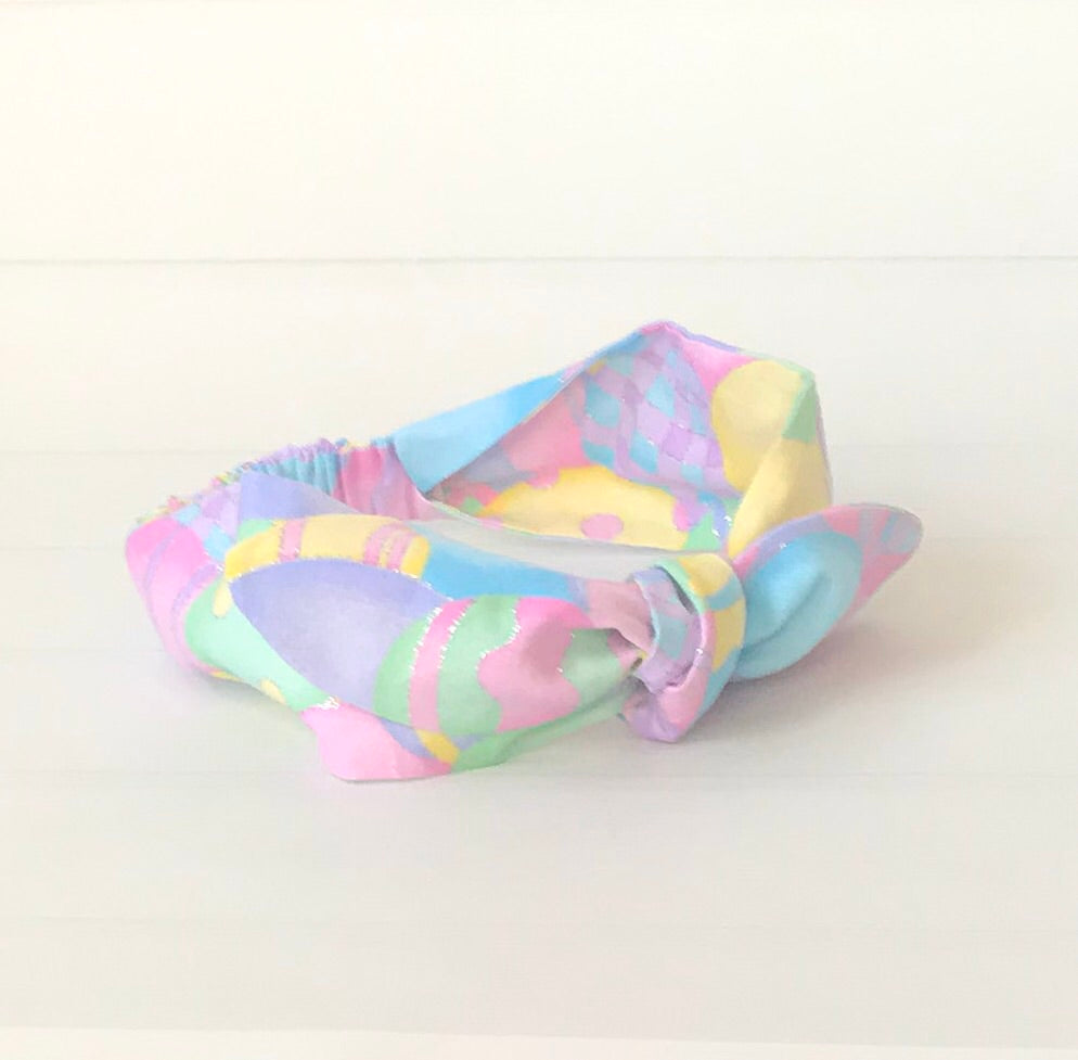 Girls Easter Egg Printed Top Knot Headband I The Enchanted Magnolia