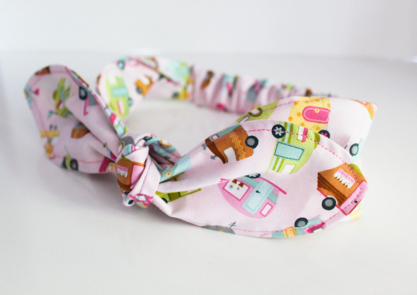 Girls Pink Camper Top Knot Headband I The Enchanted Magnolia
