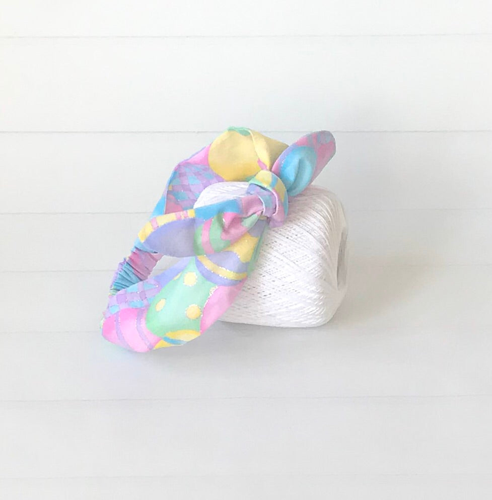 Girls Easter Egg Printed Top Knot Headband I The Enchanted Magnolia