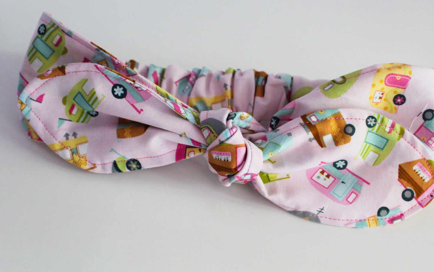 Girls Pink Camper Top Knot Headband I The Enchanted Magnolia