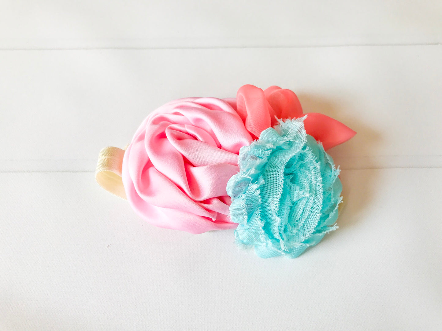 Girls Mermaid Inspired Flower Headband Blue / Pink / Coral / Ivory I The Enchanted Magnolia
