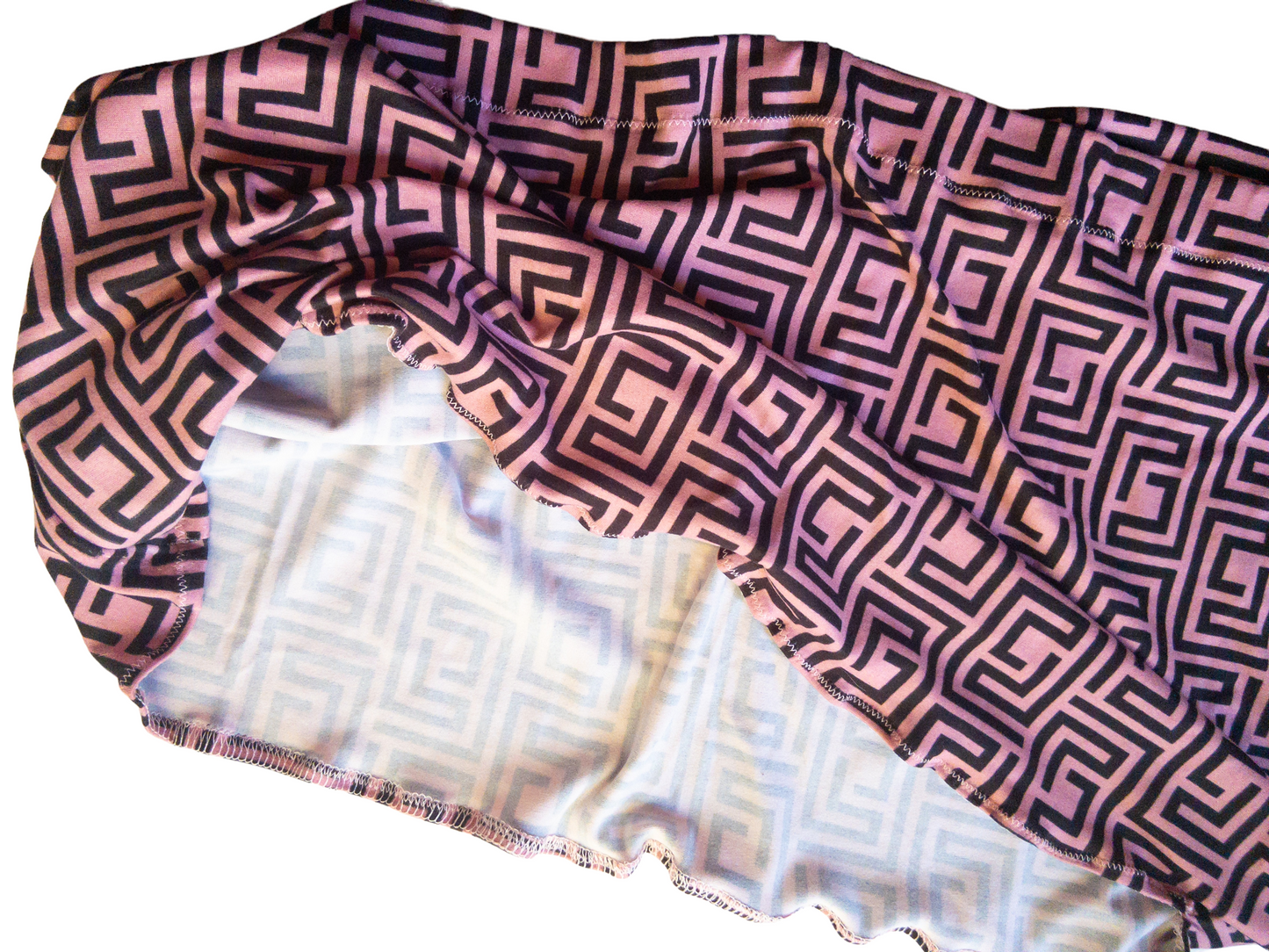 Pink and Black Geometric Print Knit Headwrap