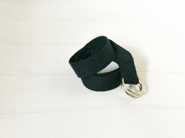Black Cotton Webbing D-Ring Belt