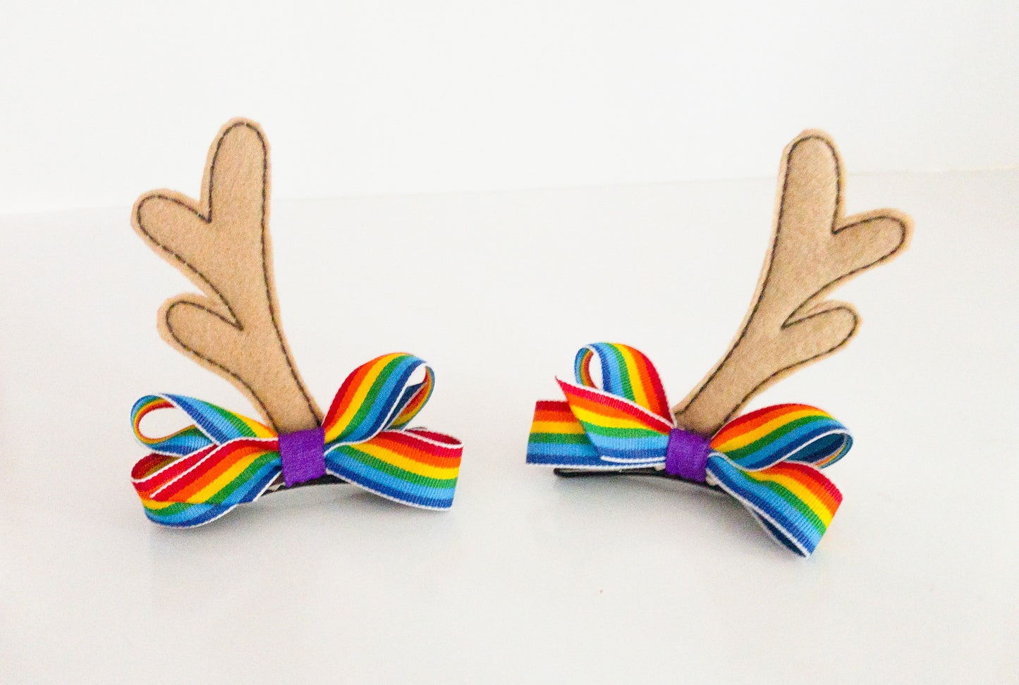 Rainbow Woodland Deer Antler Hair Clips I The Enchanted Magnolia