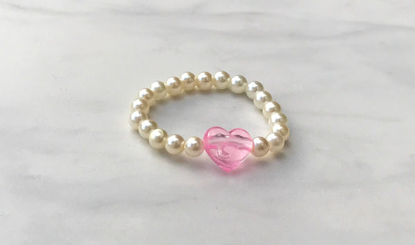 Girls Pink Heart Pearl Bracelet I The Enchanted Magnolia