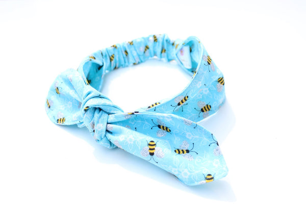 Blue Bumblebee Print Top Knot Headband Set I The Enchanted Magnolia
