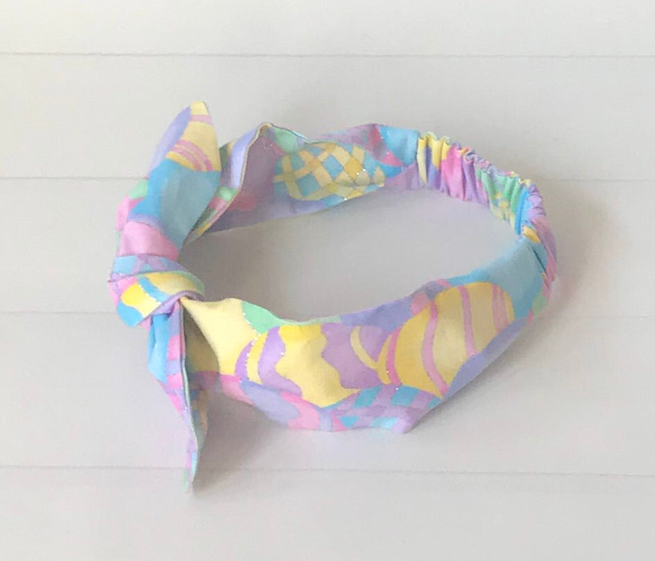 Girls Easter Egg Printed Top Knot Headband I The Enchanted Magnolia
