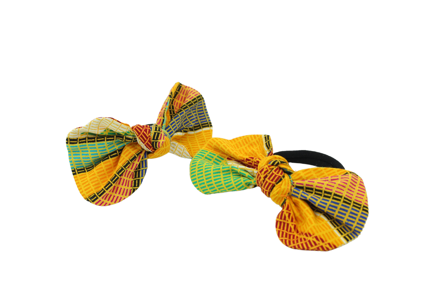 Ankara Orange Multi Color Top Knot Ponytail Hair Bows I The Enchanted Magnolia