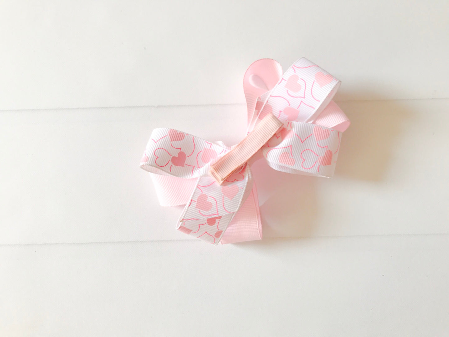 Girls Double Twisted Valentine Pink Heart Boutique Hair Bow I The Enchanted Magnolia