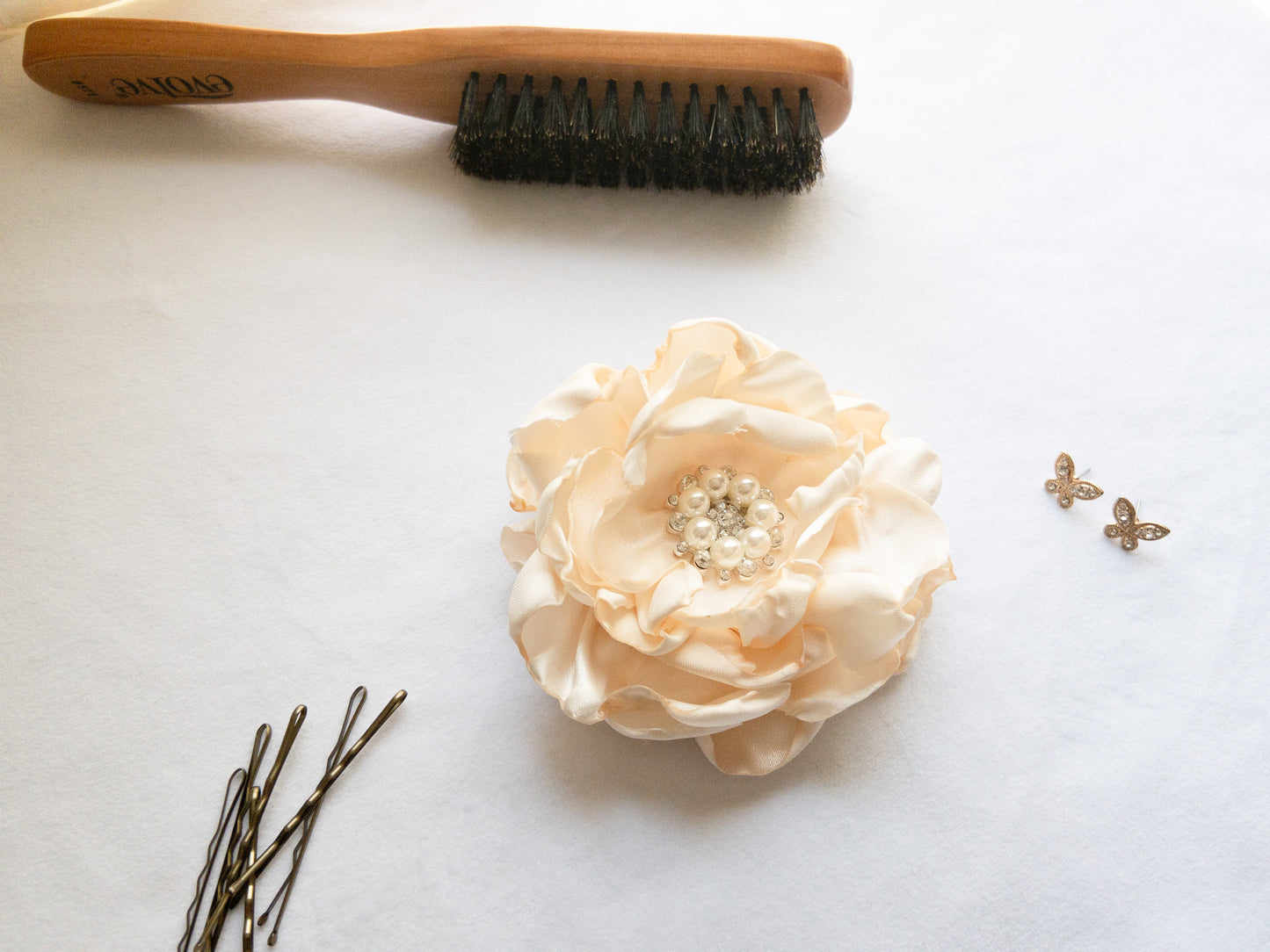 Women’s Ivory Singed Satin Flower I The Enchanted Magnolia