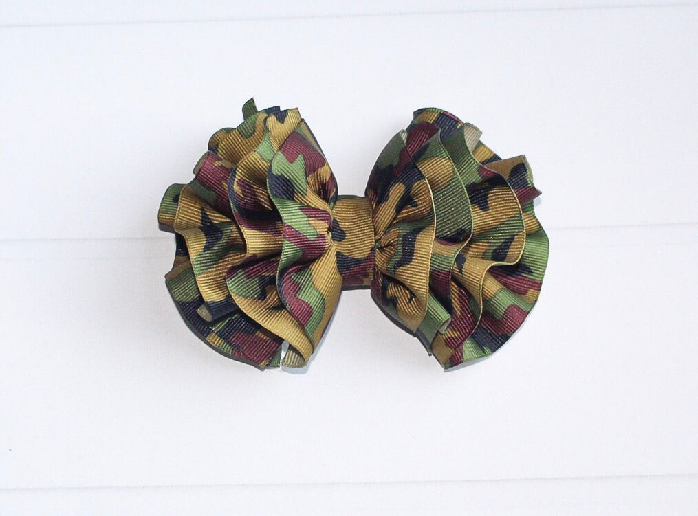Camo Wavy Hair Bow I The Enchanted Magnolia