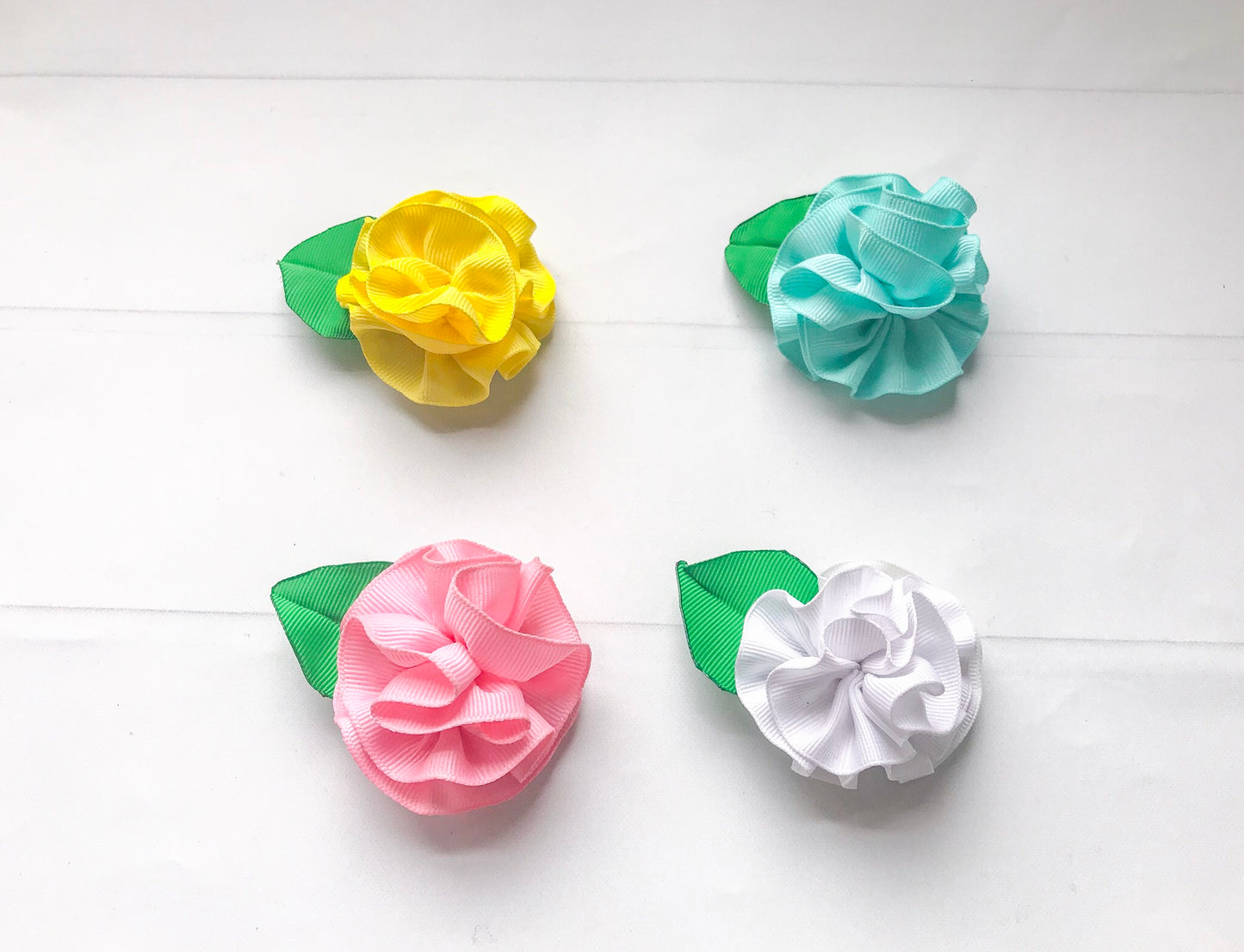 Girls Ribbon Flower Hair Clip Set