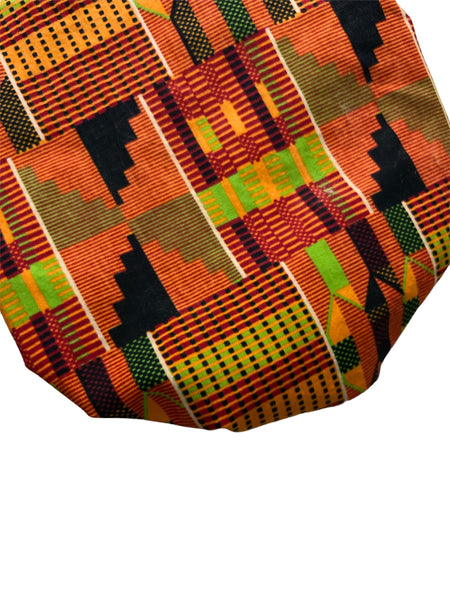 Orange Kente Satin Lined Bonnets