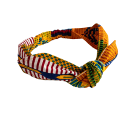 African Orange Kente Cloth Print Top Knot Headband I The Enchanted Magnolia