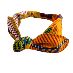 African Orange Kente Cloth Print Top Knot Headband I The Enchanted Magnolia