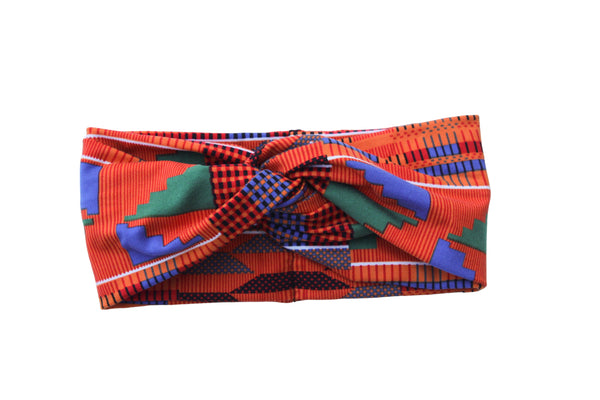 African Kente Print Twist Knot Headband 3-4