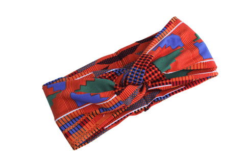 African Kente Print Twist Knot Headband 3-4