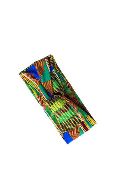 African Kente Print Twist Knot Headband 3-1