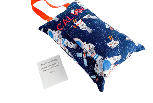 Astronaut in Space Tooth Fairy Pillow and Money Holder I The Enchanted Magnolia