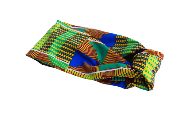 African Kente Print Twist Knot Headband 3-1