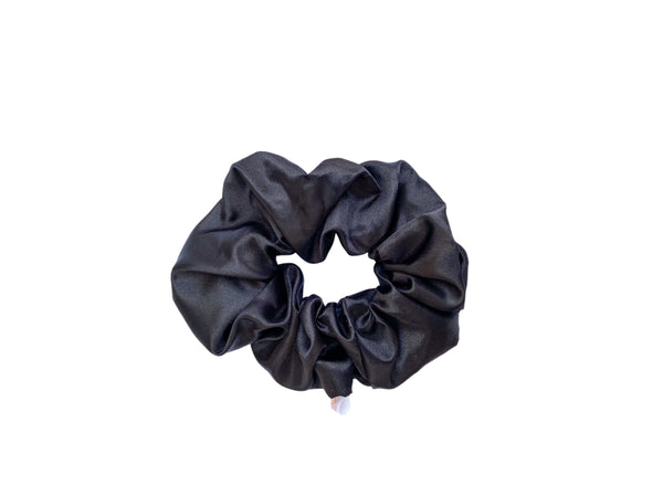 X-Large Black Satin Hair Scrunchie - Black - The Enchanted Magnolia