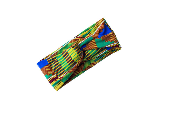 African Kente Print Twist Knot Headband 3-1