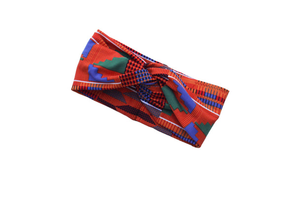 African Kente Print Twist Knot Headband 3-4
