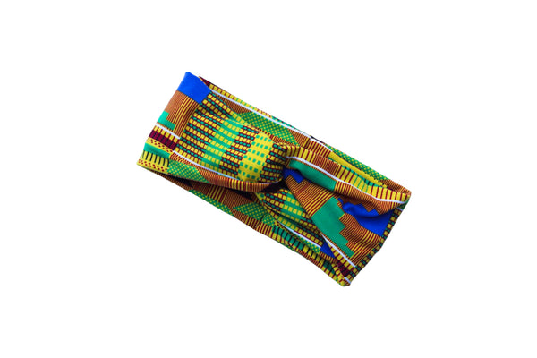 African Kente Print Twist Knot Headband 3-1