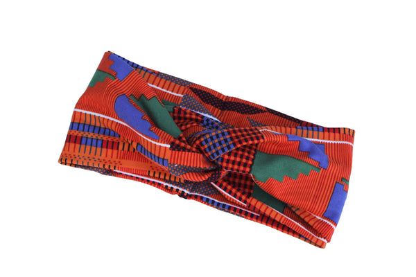 African Kente Print Twisted Turband Headband 3-4