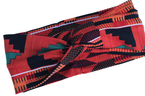 African Kente Print Twist Knot Headband 3-2