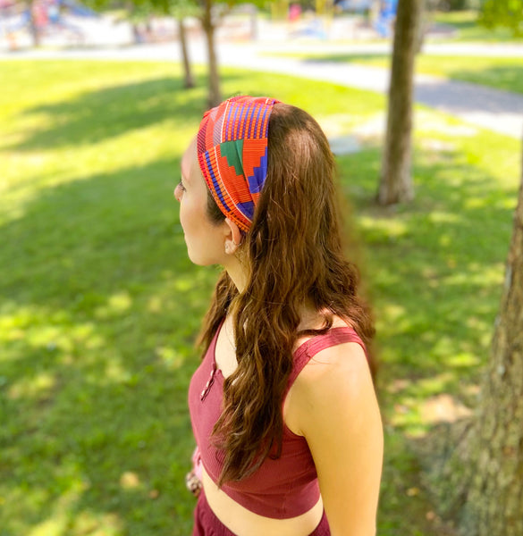 African Kente Print Twist Knot Headband 3-4