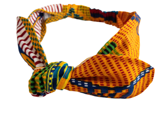 Girls African Orange Kente Cloth Print Top Knot Headband I The Enchanted Magnolia